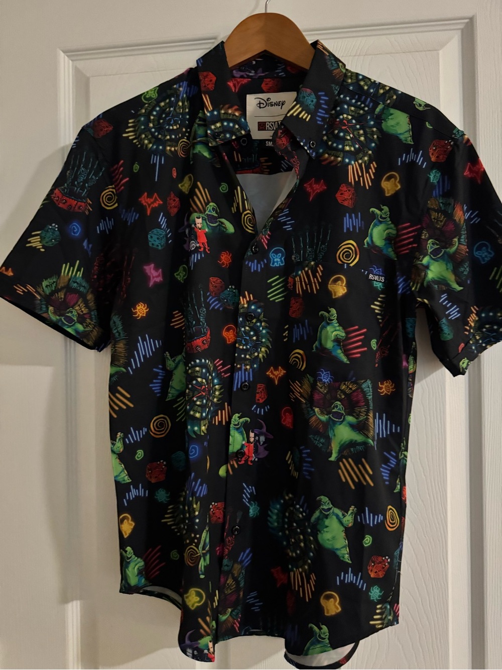 RSVLTS Disney Black Oogie Boogie Short-Sleeve Button Shirt